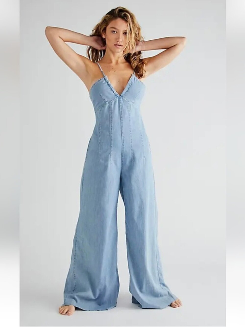 💙🩵 FREE PEOPLE CURVY SOUL TIES ONE-PIECE JUMPSUIT 🩵💙